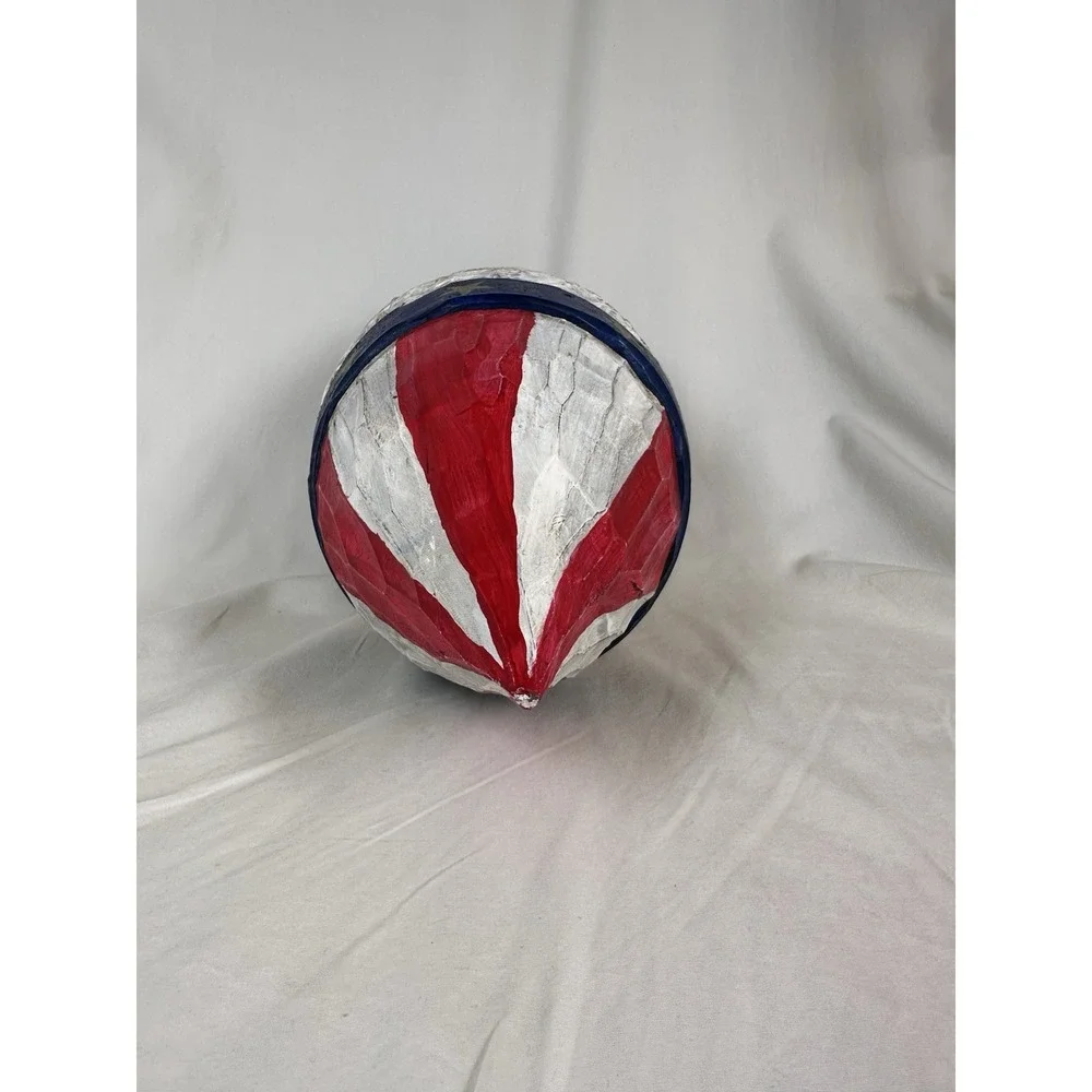 Hand Carved Patriotic Santa Figure Red White Blue Americana Folk Art Decoration‎